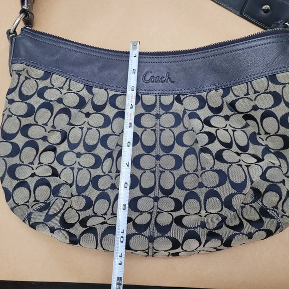 Coach Navy and Tan Signature Hobo Bag - Picture 7 of 13
